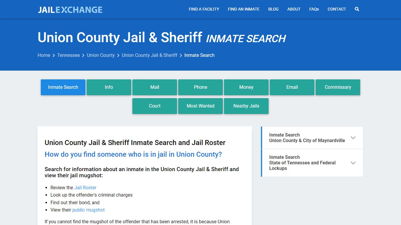 Inmate Search: Roster & Mugshots - Union County Jail & Sheriff, TN